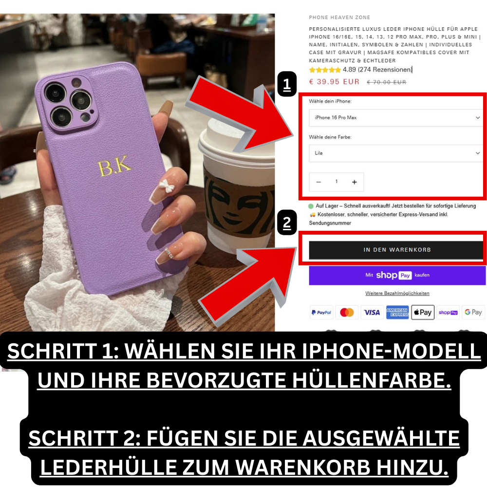 Personalisierte Luxus Leder iPhone Hülle für Apple iPhone 17/17 Air, 16/16e, 15, 14, 13 Pro Max Plus | Name, Initialen, Symbolen & Zahlen | Individuelles Case mit Gravur | MagSafe kompatibles Cover mit Kameraschutz & Echtleder