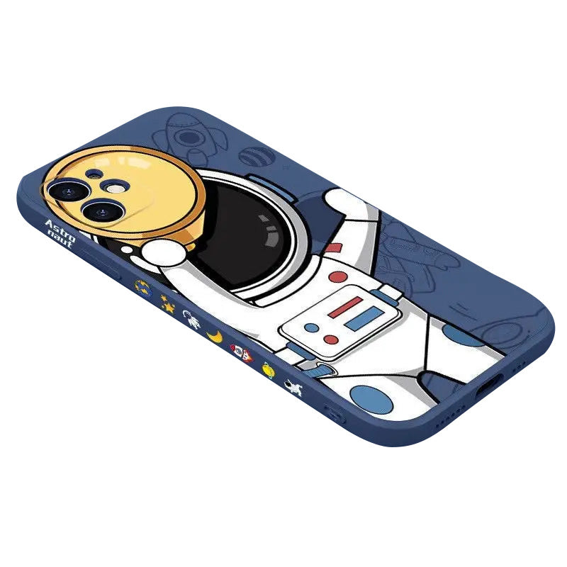 Hochwertige Astronauten-Lanyard iPhone-Hülle | MagSafe Case mit Kameraschutzabdeckung | Panzertasche mit weicher Silikon-Stoßstange als Cover für Apple iPhone 17/17 Air, 16/16e, 15, 14, 13, 12 Pro Max Plus Mini Handyhülle