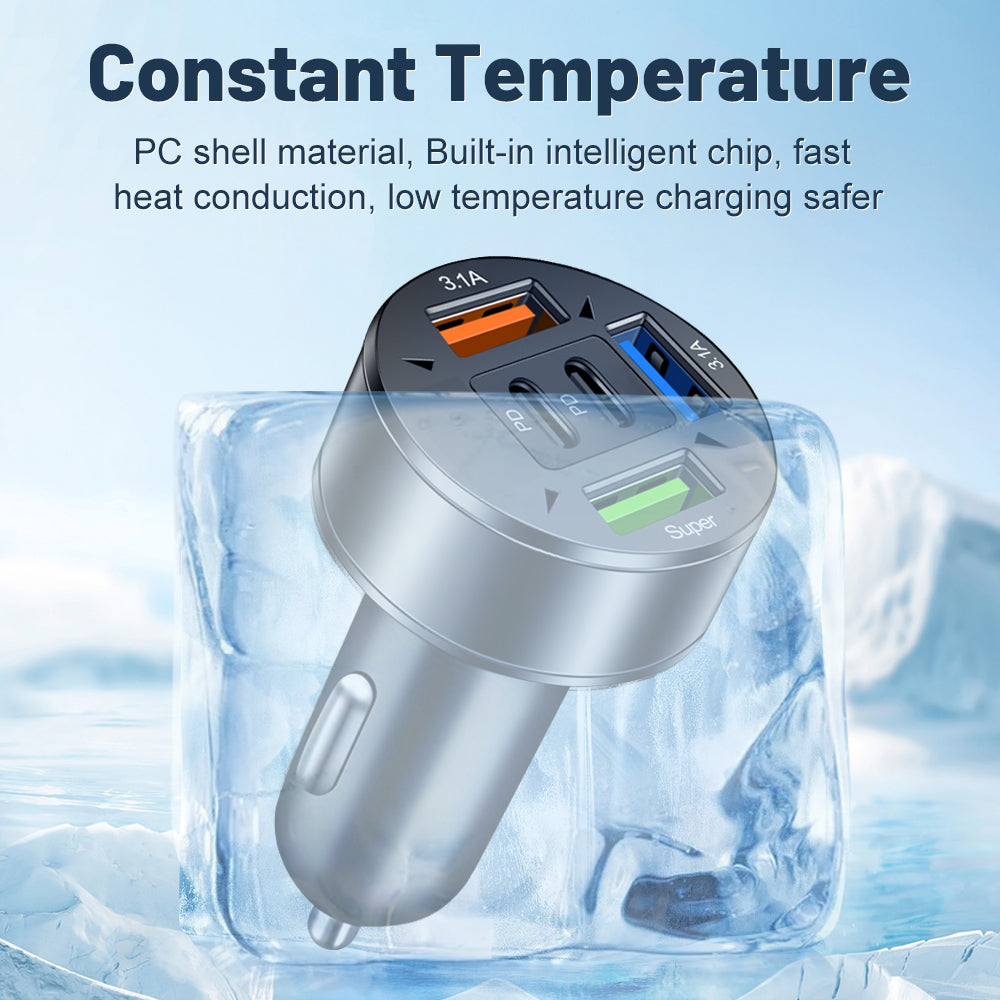 Premium Bluetooth 5.2 FM-Sender Auto-USB Ladegerät, FM/Aux Bluetooth-Adapter, Bass-Boost, 3-Port Car USB Ladestation Smartphones, Apple iPhone, Samsung, iOS & Android