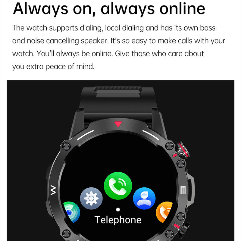 Premium Outdoor-Smartwatch mit GPS, Kompass, NFC-Zugang, IP68 Wasserdicht, Fitness- & Gesundheits-Tracker, 400mAh Akku, Herzfrequenzmesser – Robuste Full-Touch Uhr für Damen & Herren, Unisex-Design, ideal für Wandern, Sport & Alltag