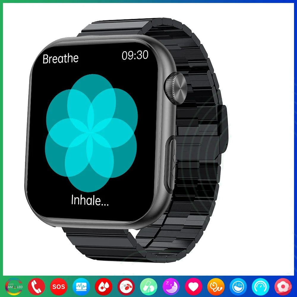 Premium Blutzucker-Smartwatch für Männer und Frauen: KI-Sprachassistent, Bluetooth-Anruf, Infrarot-SpO2-Sensor, Gesundheitsüberwachung, EKG, PPG, Schlaf-& Herzfrequenzmesser, Wasserdichter Fitness-Tracker, Full-Touch, Lange Akkulaufzeit: iOS & Android