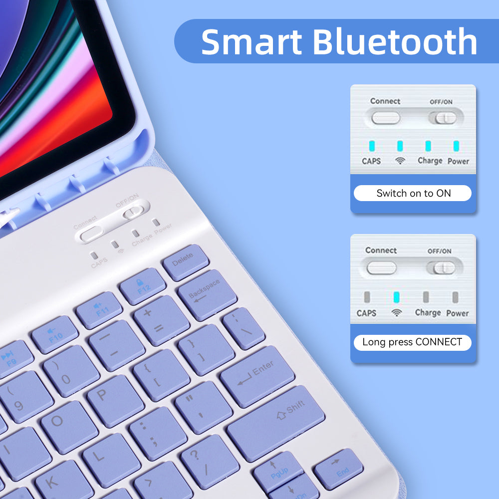 Hochwertige Hülle für Samsung Galaxy Tab S8 x700/x706, S7, S6 Lite, A7, A8: Drahtlose Maus und Tastatur, Robustes Gehäuse
