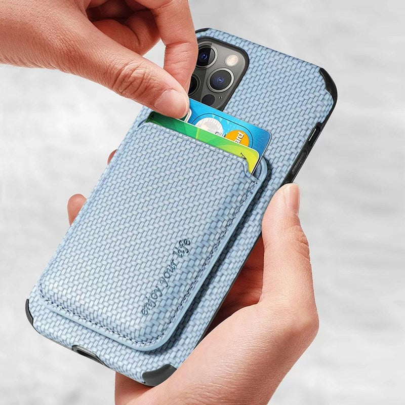 Hochwertiges Kohlefaser-Magnetgehäuse mit Kartenhalter iPhone Hulle | MagSafe Wallet Case Schutzhülle, Rundumschutz, Kameralinsenschutz | Panzertasche Handyhülle für Apple iPhone 17/17 Air, 16/16e, 15, 14, 13 Pro Max, Pro, Plus Cover | Limitierte Auflage