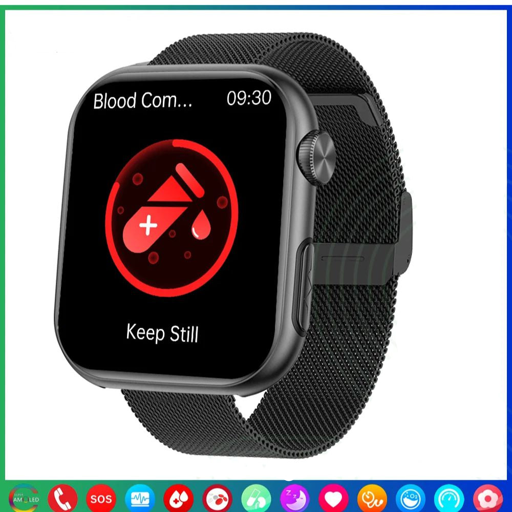 Premium Blutzucker-Smartwatch für Männer und Frauen: KI-Sprachassistent, Bluetooth-Anruf, Infrarot-SpO2-Sensor, Gesundheitsüberwachung, EKG, PPG, Schlaf-& Herzfrequenzmesser, Wasserdichter Fitness-Tracker, Full-Touch, Lange Akkulaufzeit: iOS & Android
