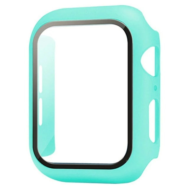 Hochwertige Glasabdeckung-Hülle & Case für Apple Watch Serie 9/8/7/6/SE/5: 44mm, 40mm, 41mm, 45mm, 42mm, 38mm | Cover