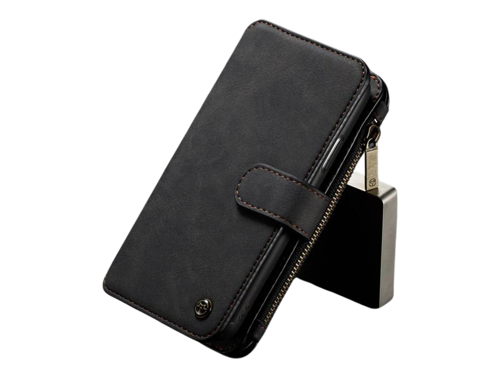 Hochwertiges 2-in-1 Abnehmbare Leder Brieftasche Flip Stand iPhone Hülle | MagSafe Case, Rundumschutz, Kameralinsenschutzabdeckung für Apple iPhone 17/17 Air, 16/16e, 15, 14, 13 Pro Max Plus Cover | Panzertasche Handyhülle | Wallet & Geldbörse Schutzhülle