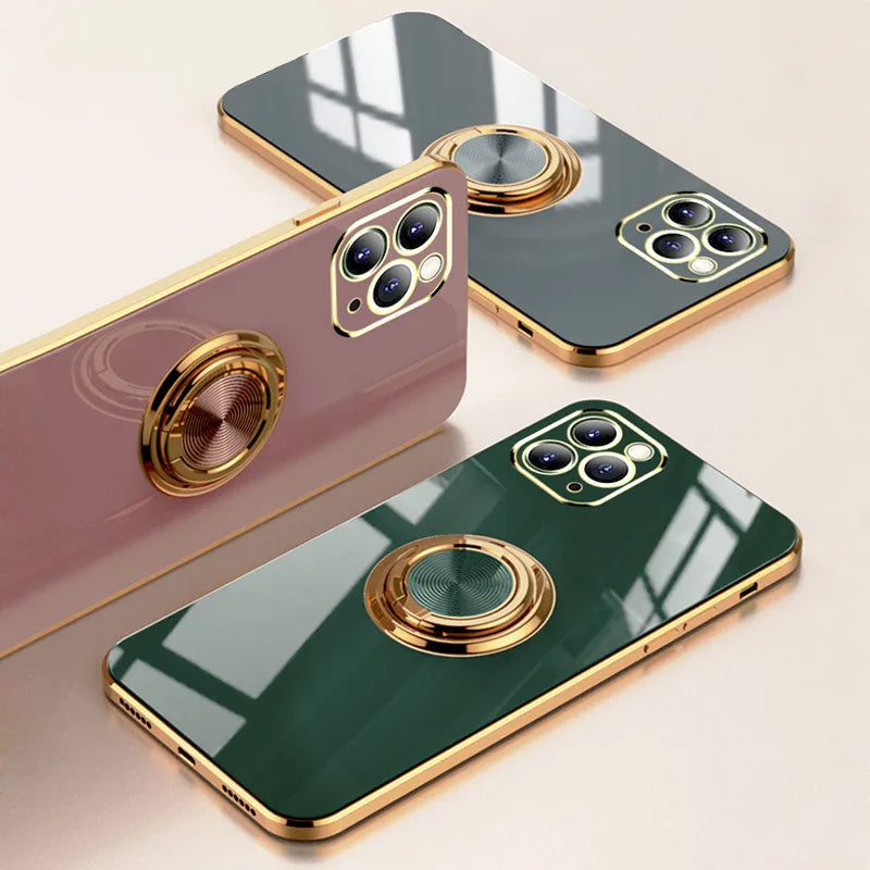Apple iPhone 15/14/13/12/11 Pro Max | Luxus Silikon Magnetische Ring Abdeckung Hülle | MagSafe, Abdeckung iPhone