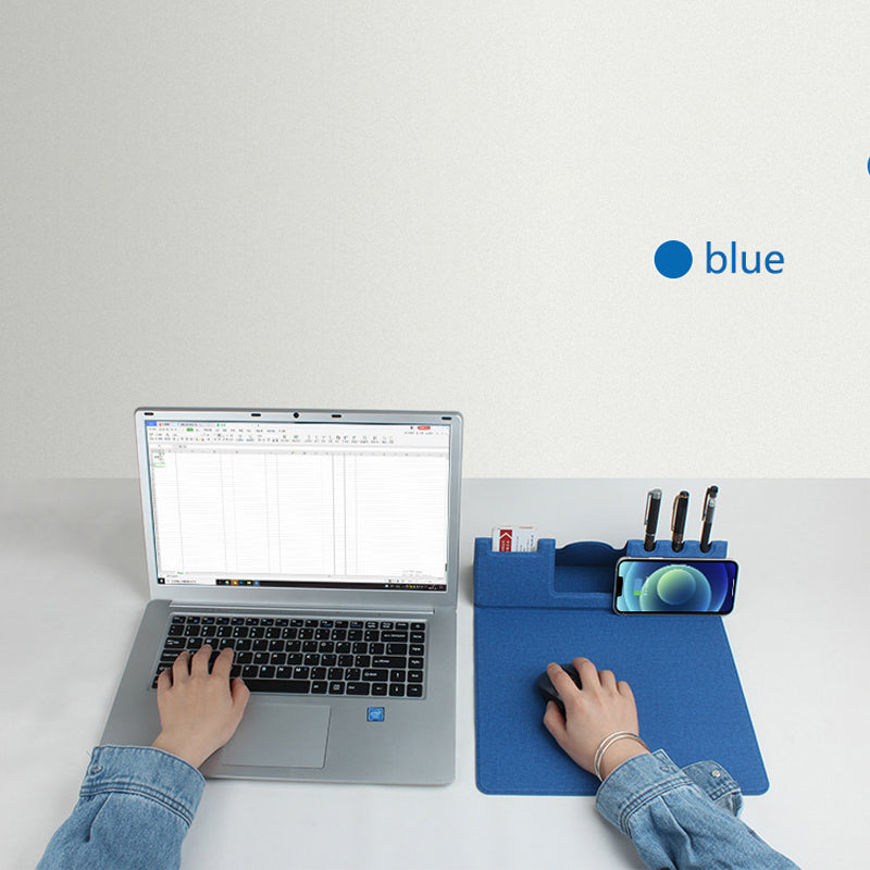 Premium Mauspad mit Qi Kabelloses Ladepad für Smartphones, Apple iPhone, Samsung, iOS & Android Watch, AirPods, Xiaomi, Huawei: USB-C, Handyhalterung, 2-in-1 PU-Leder-Matte