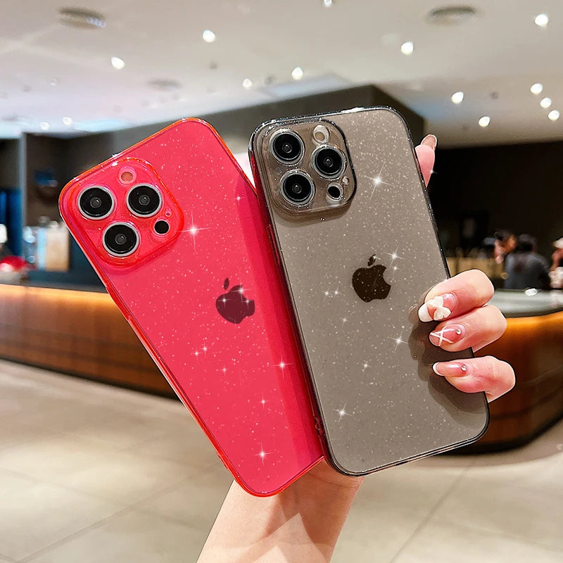 Luxus Bling Glitzer Transparente Stoßfeste Hülle für Apple iPhone 17/17 Air, 16/16e, 15, 14, 13 Pro Max Plus | Stilvoll & Schützend