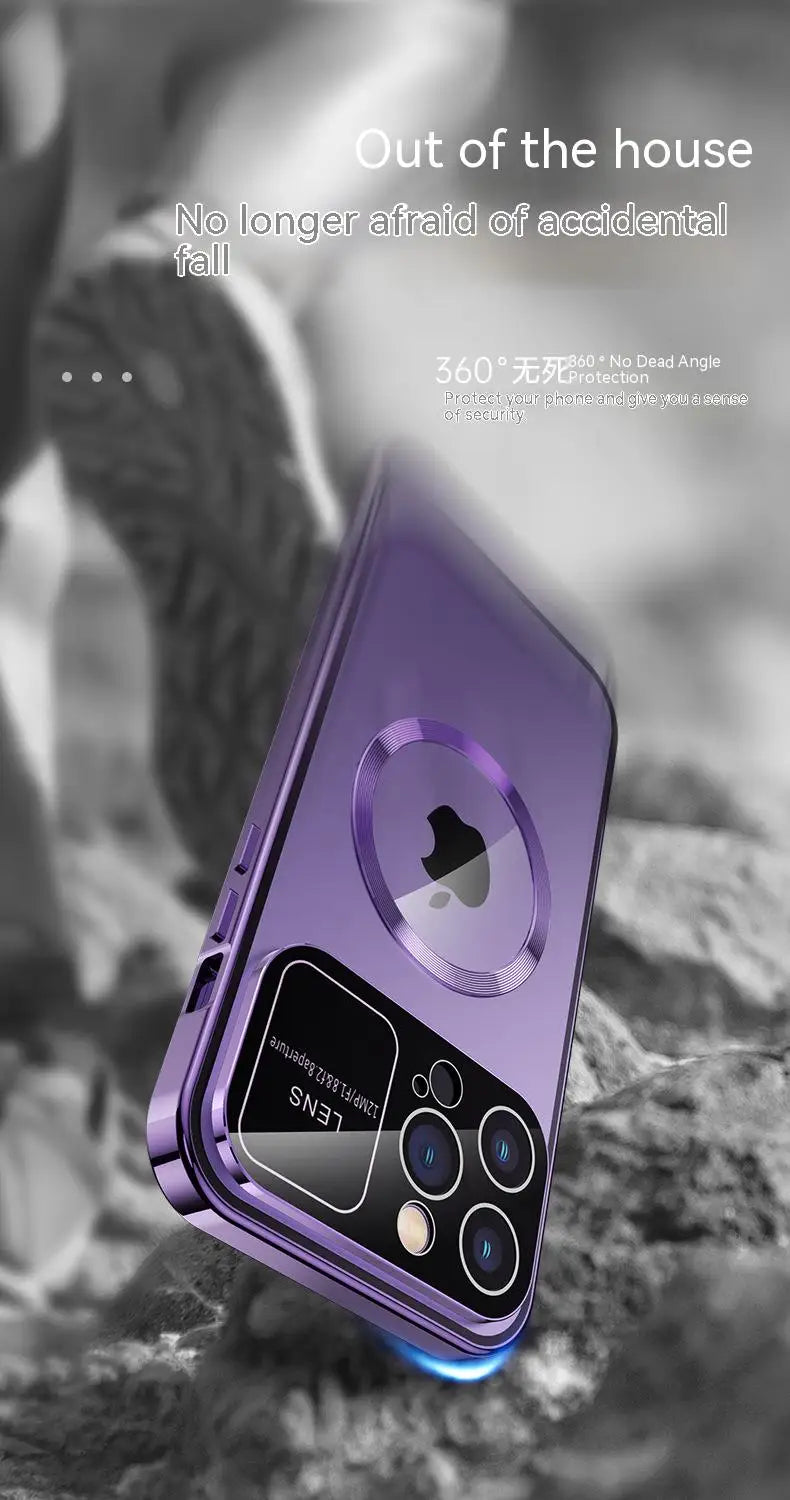 iPhone Hülle mit MagSafe: Premium Doppelseitiges HD-Glas Case, Kabellosem Laden, Kameraobjektivschutz | Stoßfestes Cover, Kameraschutzabdeckung – Magnetische Panzertasche für Apple iPhone 17/17 Air, 16/16e, 15, 14, 13 Pro Max Plus Mini | Luxus Handyhülle