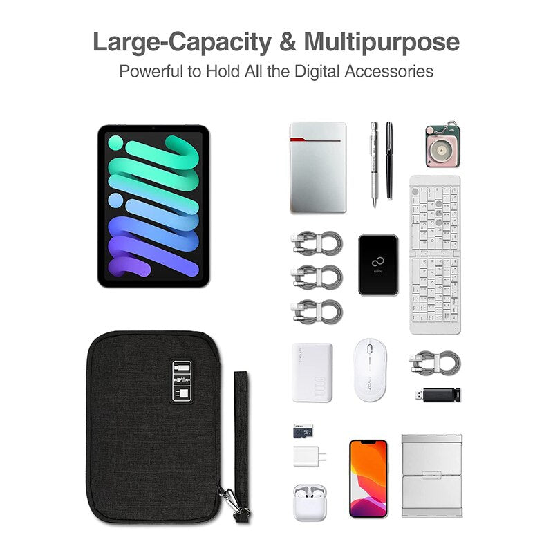 Premium Aufbewahrungstasche für MacBook & Laptop-Zubehör – Passend für 13", 14", 16" Geräte – Reise-Organizer für externe Festplatte, U-Disk, SSD, Ladegerät, Kopfhörer, Kabel & mehr | Kompakt & Wasserabweisend