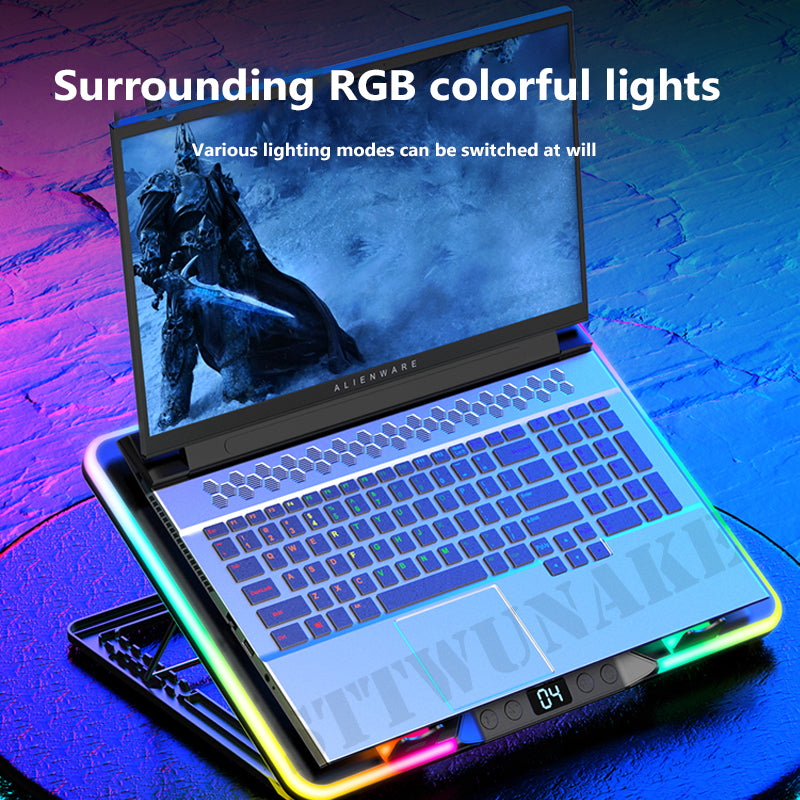 Premium Qualität Jomaa RGB Gaming Laptop Stand | Luftkühler Notebook-Halter mit 6 Lüftern | Basis geeignet für 12-17 Laptops