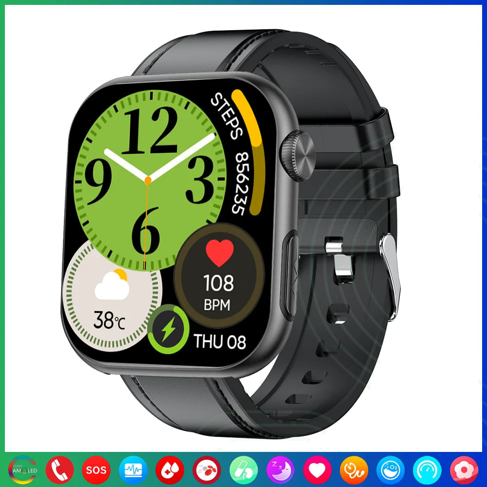 Premium Blutzucker-Smartwatch für Männer und Frauen: KI-Sprachassistent, Bluetooth-Anruf, Infrarot-SpO2-Sensor, Gesundheitsüberwachung, EKG, PPG, Schlaf-& Herzfrequenzmesser, Wasserdichter Fitness-Tracker, Full-Touch, Lange Akkulaufzeit: iOS & Android