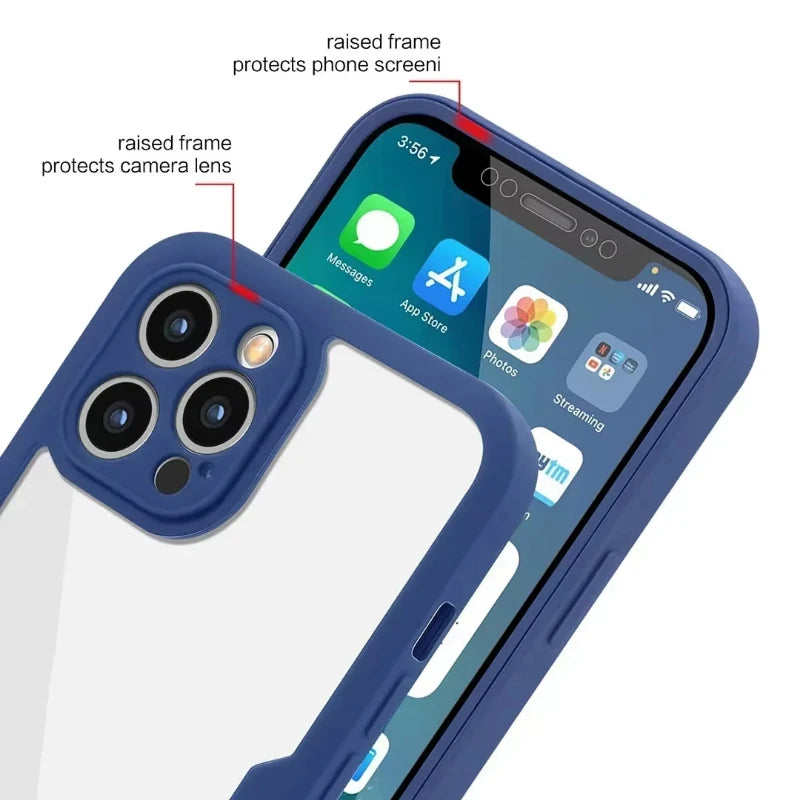 Hochwertige Transparente 360 Grad Silikon-Schutz iPhone Hülle mit MagSafe | Rundumschutz und Kameralinsenschutz für Apple iPhone 17/17 Air, 16/16e, 15, 14, 13 Pro Max Plus Cover | Panzertasche und Stoßstangenabdeckung | Hochwertige Handyhülle