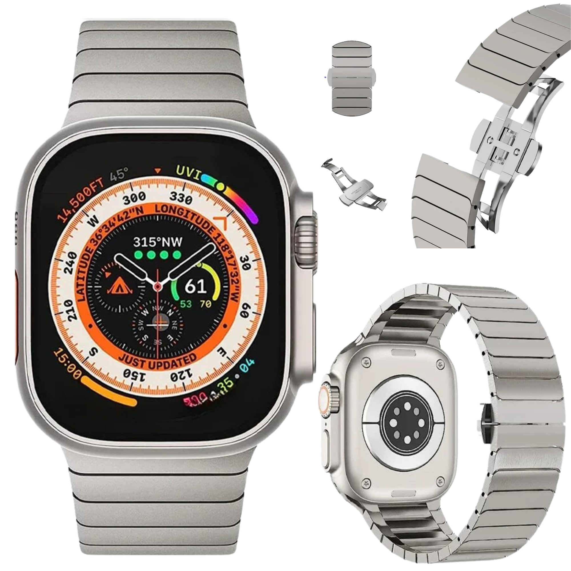 Titan Farbband für Luxury Apple Watch Serie 10/9/8/7/6/5/4/3/2/1 & Ultra 2/1, SE: 2024, 2023, 2022, 2021, 2020, 2019, 2018,