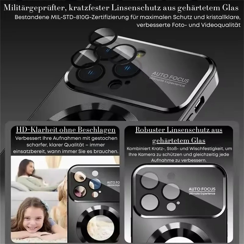 Luxus Matte Magnetische iPhone-Hülle mit Glaslinsen-Kameraschutz | Stoßfeste Tasche & MagSafe Case | Panzer-Schutzhülle für Apple iPhone 16/15/14/13/12 Pro Max Plus Mini | Handyhülle in limitierter Auflage