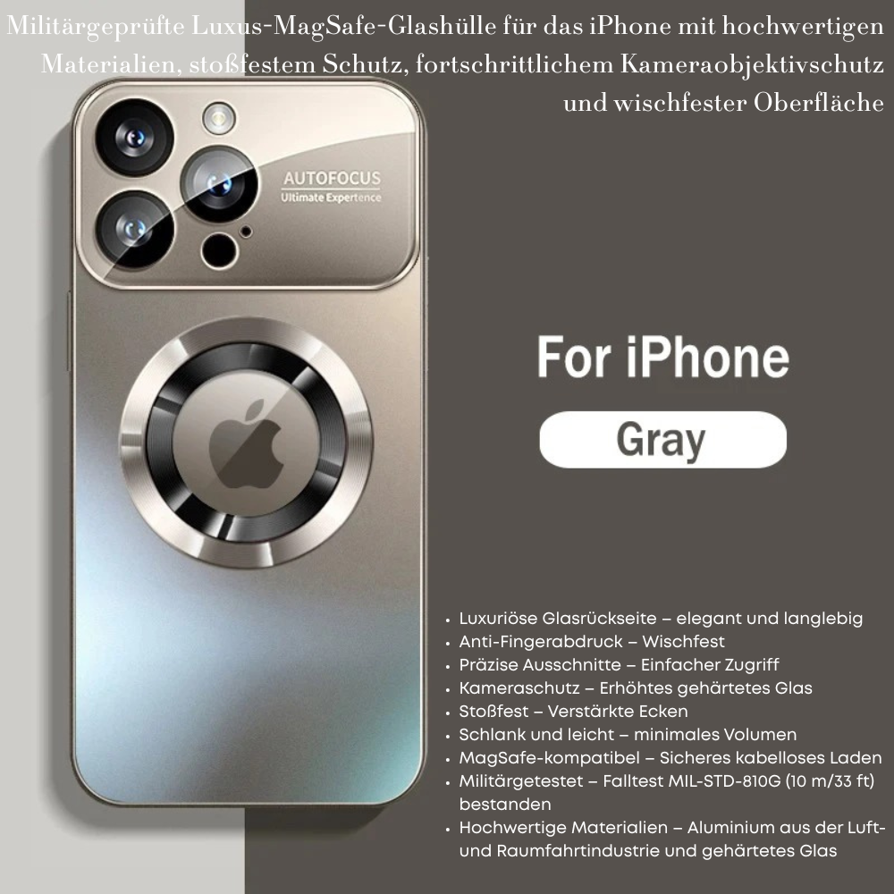 Luxus Matte Magnetische iPhone-Hülle mit Glaslinsen-Kameraschutz | Stoßfeste Tasche & MagSafe Case | Panzer-Schutzhülle für Apple iPhone 16/15/14/13/12 Pro Max Plus Mini | Handyhülle in limitierter Auflage