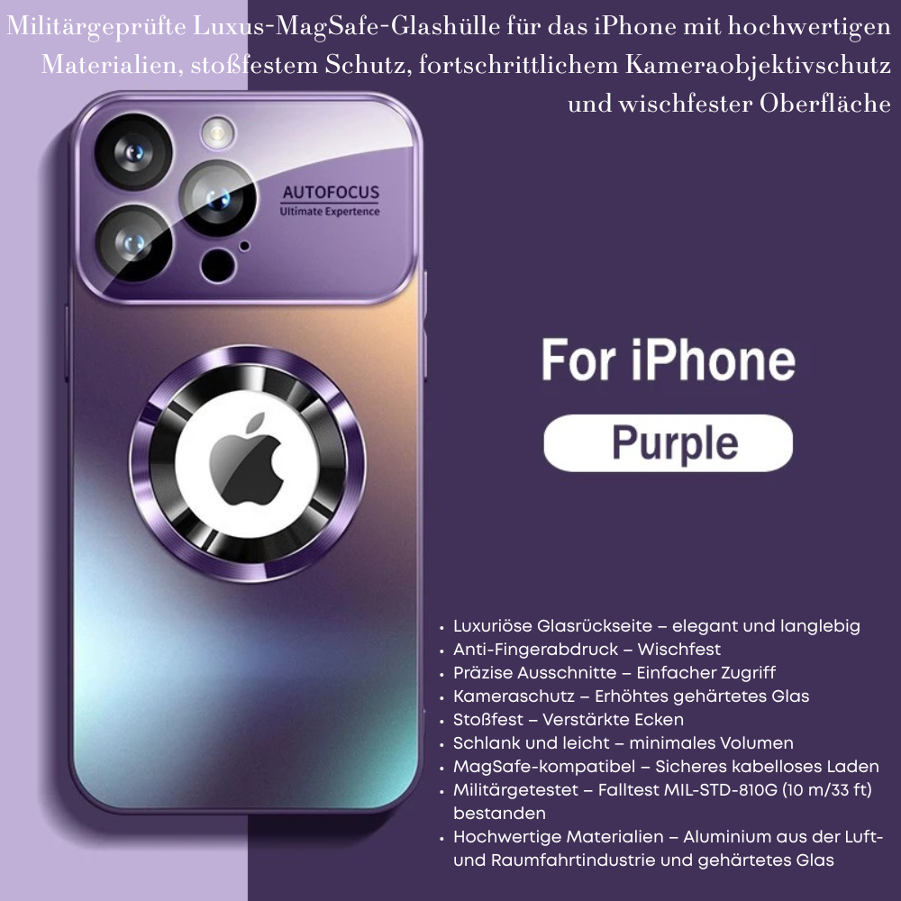 Luxus Matte Magnetische iPhone-Hülle mit Glaslinsen-Kameraschutz | Stoßfeste Tasche & MagSafe Case | Panzer-Schutzhülle für Apple iPhone 16/15/14/13/12 Pro Max Plus Mini | Handyhülle in limitierter Auflage