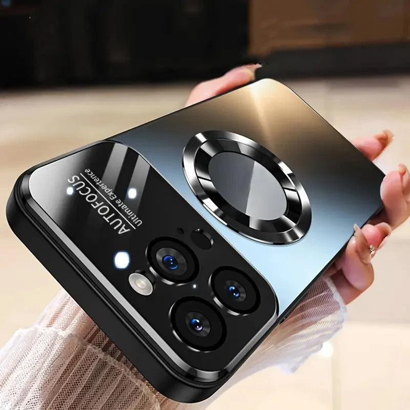 Luxus Matte Magnetische iPhone-Hülle mit Glaslinsen-Kameraschutz | Stoßfeste Tasche & MagSafe Case | Panzer-Schutzhülle für Apple iPhone 16/15/14/13/12 Pro Max Plus Mini | Handyhülle in limitierter Auflage