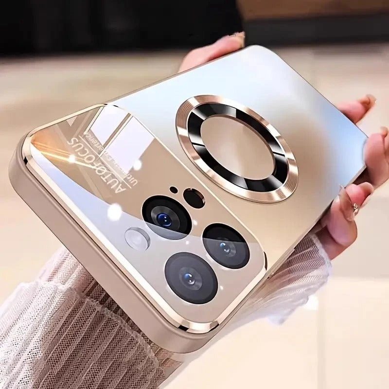 Luxus Matte Magnetische iPhone-Hülle mit Glaslinsen-Kameraschutz | Stoßfeste Tasche & MagSafe Case | Panzer-Schutzhülle für Apple iPhone 16/15/14/13/12 Pro Max Plus Mini | Handyhülle in limitierter Auflage