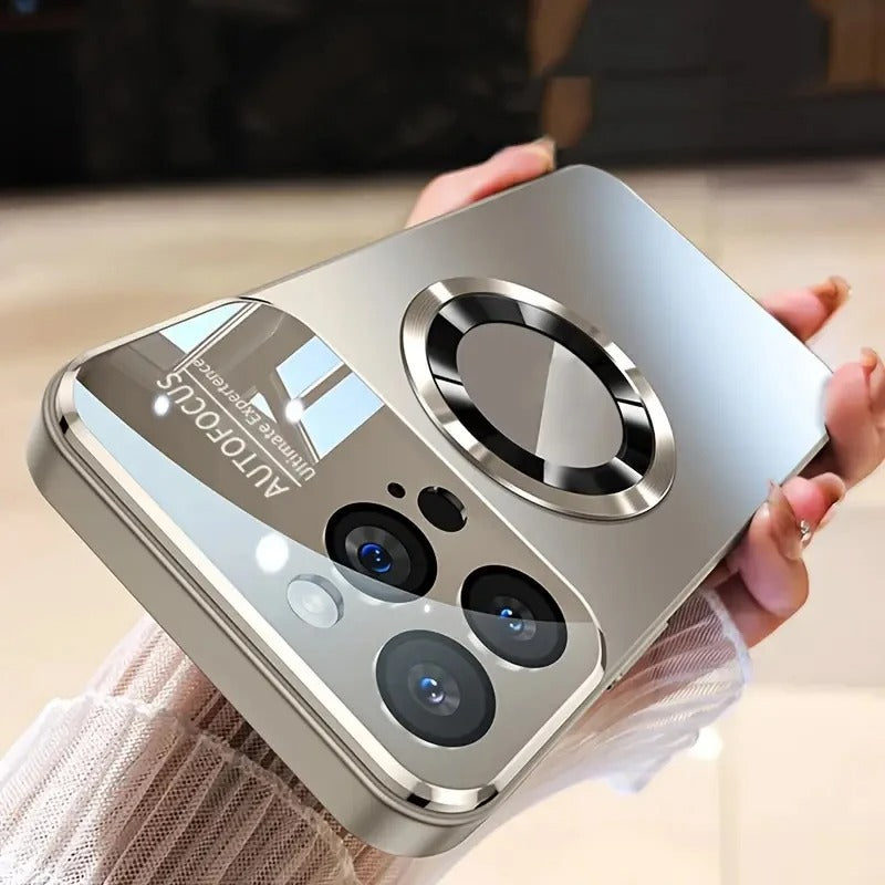 Luxus Matte Magnetische iPhone-Hülle mit Glaslinsen-Kameraschutz | Stoßfeste Tasche & MagSafe Case | Panzer-Schutzhülle für Apple iPhone 16/15/14/13/12 Pro Max Plus Mini | Handyhülle in limitierter Auflage