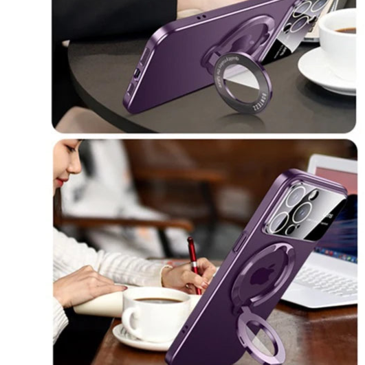 Luxus Ultra-Dünne Matte iPhone-Hülle mit Ringhalterung, Ständer und Kameralinsenschutz | MagSafe Case mit magnetischem, kabellosem Schnellladen für Apple iPhone 17/17 Air, 16/16e, 15, 14, 13 Pro Max Plus | Harte PC-Panzertasche, stoßfeste Handyhülle