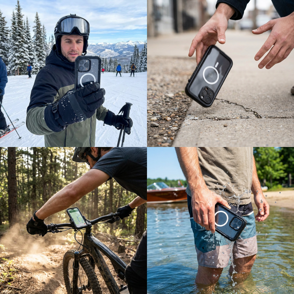 Militärstandard Wasserdichte IP68 iPhone Hülle mit MagSafe: Für Tauchen, Outdoor-Sport & Baustellen | Full Case Armor 360 Grad mit Kamera- und Bildschirmschutz | Stoßfest & Langlebig | Premium Sturzsichere Transparente Panzer-Handyschutzhülle Cover