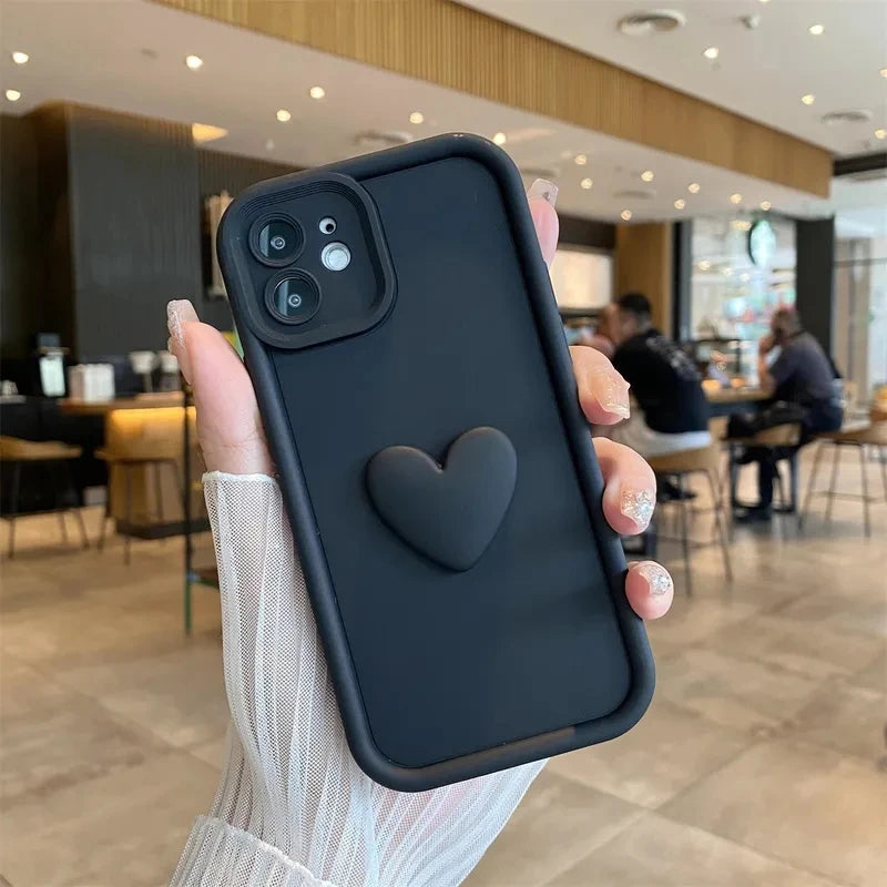 Hochwertige niedliche 3D-Liebesherz-Design Silikon-iPhone-Hülle | MagSafe Case, Kameralinsenschutzabdeckung für Apple iPhone 17/17 Air, 16/16e, 15, 14, 13 Pro Max Plus Cover | Silikon-Softcover-Schutzhülle