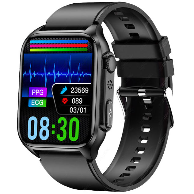 Premium Blutzucker Smartwatch für Männer mit KI Sprachassistent, Bluetooth Anruf, automatischer InfrarotBlutsauerstoffmessunga