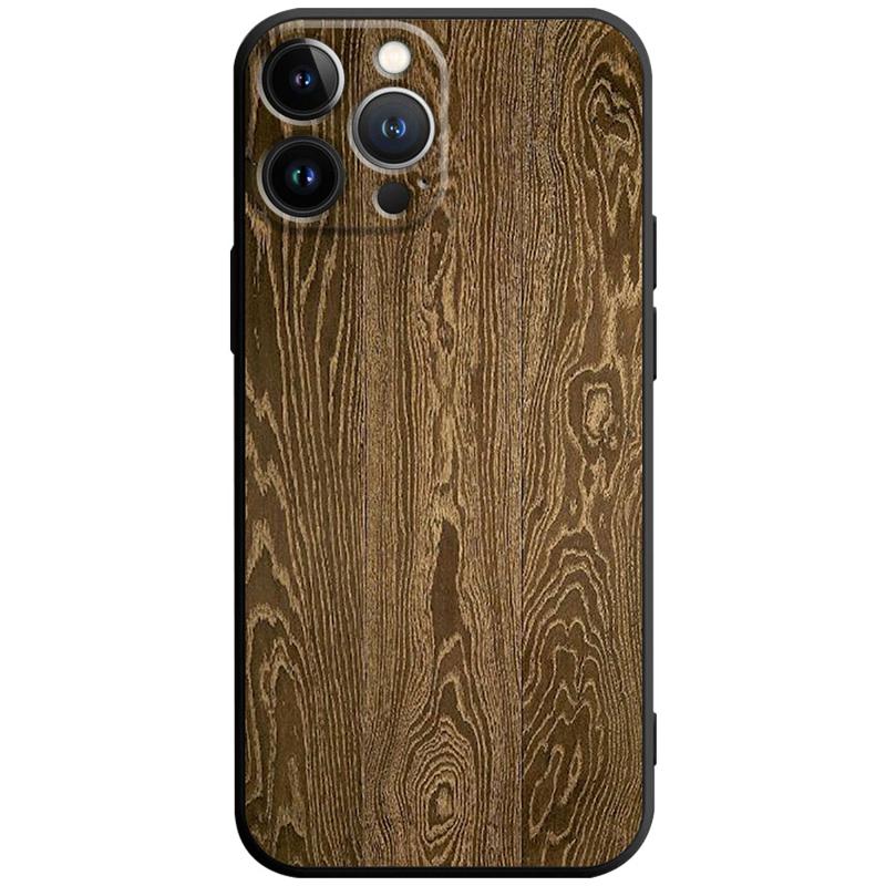 Premium Handyhülle, Abdeckung Braune glatte Holzmaserung Metallic Fall schwarz Phone 15/13/11/14 Pro Max/12/X/XS/8/7 Plus/XR