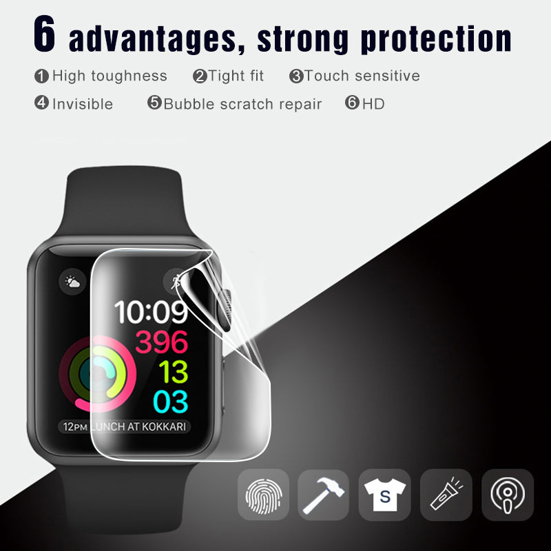 Premium Soft Hydrogel Displayschutzfolie für Apple Watch 10/9/8/7/6/5/4/3/2/1 & Ultra 2/1, SE: 2024, 2023, 2022, 2021, 2020,