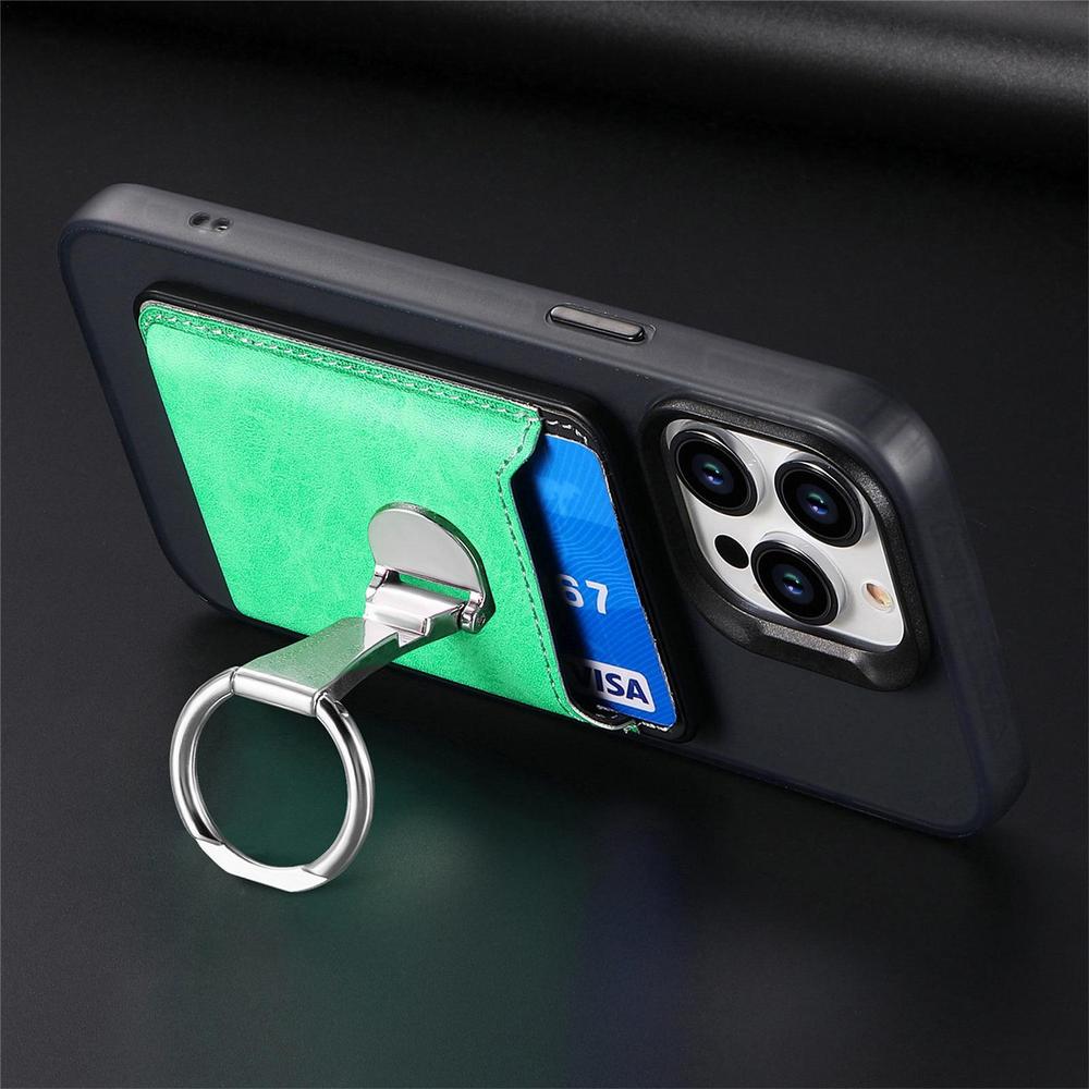 Hochwertige Leder MagSafe Brieftasche mit Kartenfächern: Klapp-Ringhalter & für iPhone 16/15/14/13/12 Pro - Phone Heaven Zone