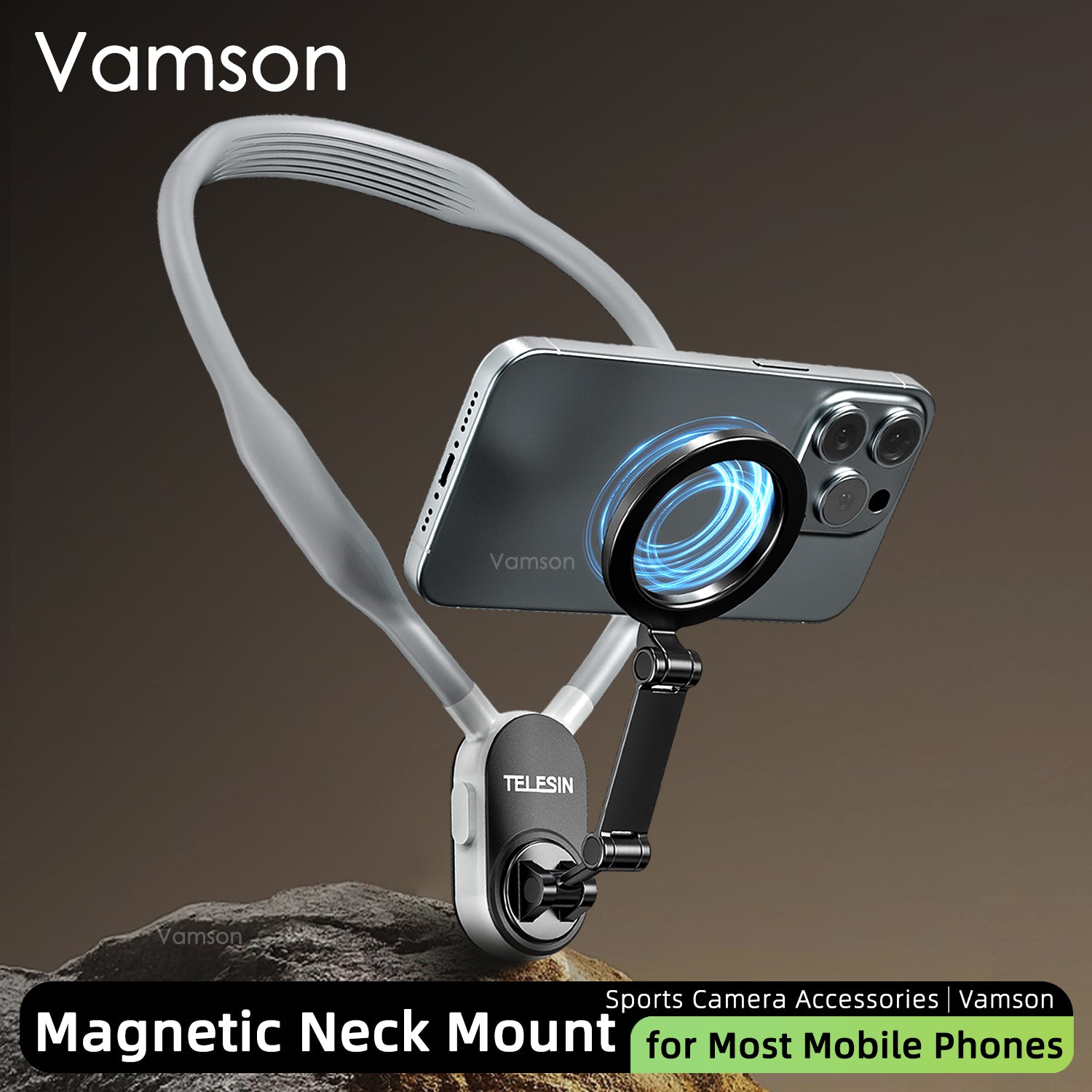 Premium Silikon Magnet Hals-Halterung mit Schnellverschluss für Apple iPhone 15/14/13/12/11/10 Pro Max/Plus/Mini, Samsung