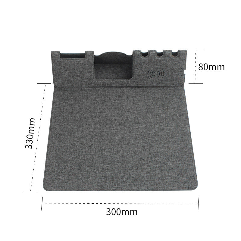 Premium Mauspad mit Qi Kabelloses Ladepad für Smartphones, Apple iPhone, Samsung, iOS & Android Watch, AirPods, Xiaomi, Huawei: USB-C, Handyhalterung, 2-in-1 PU-Leder-Matte