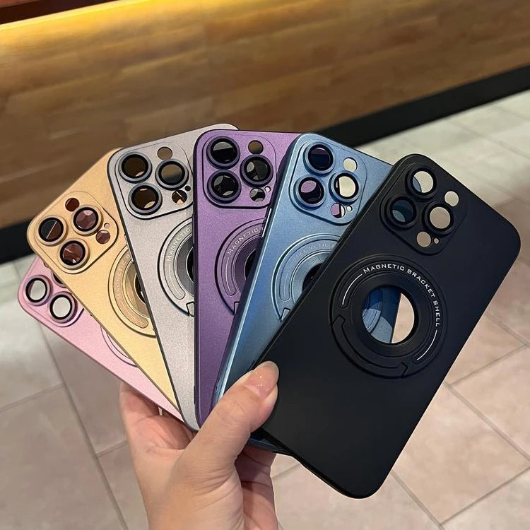 Magnetisches Metall MagSafe iPhone Hülle für Apple iPhone 17/17 Air, 16/16e, 15, 14, 13 Pro Max Plus | Premium Case, Stoßfeste Höchster Schutz - Luxus Schlank Matt mit Kamera Glaslinsenschutz, Ständer und Handhalterung Abdeckung