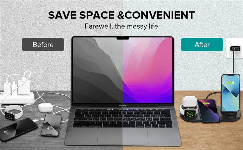 7-in-1 Ladestation Schnelle Kabellose Ladegerät | Schnellladestation, Watch, AirPods, Smartphones, Apple iPhone, Samsung, iOS & Android Schnellladegerät Charging Station