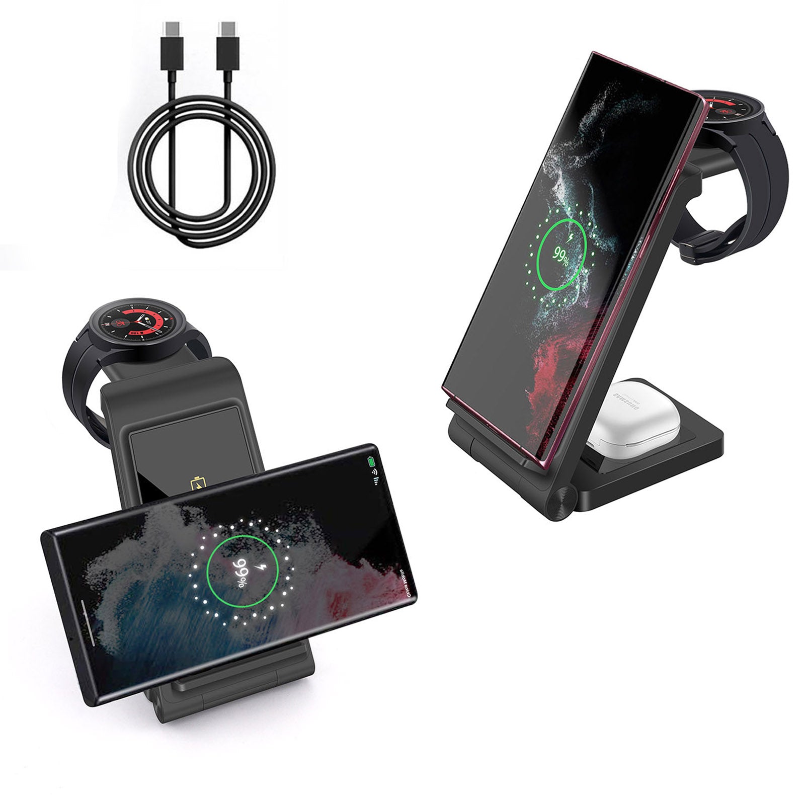 Wireless Fast Charging Station Samsung Galaxy S23| S22 S21 Note 20 und Galaxy Watch 2/1 Pro| 3in1 25W Ladegeräte