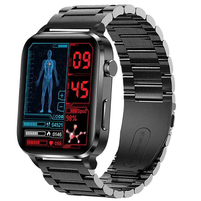 Premium Blutzucker-Smartwatch für Männer und Frauen: KI-Sprachassistent, Bluetooth-Anruf, Infrarot-SpO2-Sensor, Gesundheitsüberwachung, EKG, PPG, Schlaf-& Herzfrequenzmesser, Wasserdichter Fitness-Tracker, Full-Touch, Lange Akkulaufzeit: iOS & Android