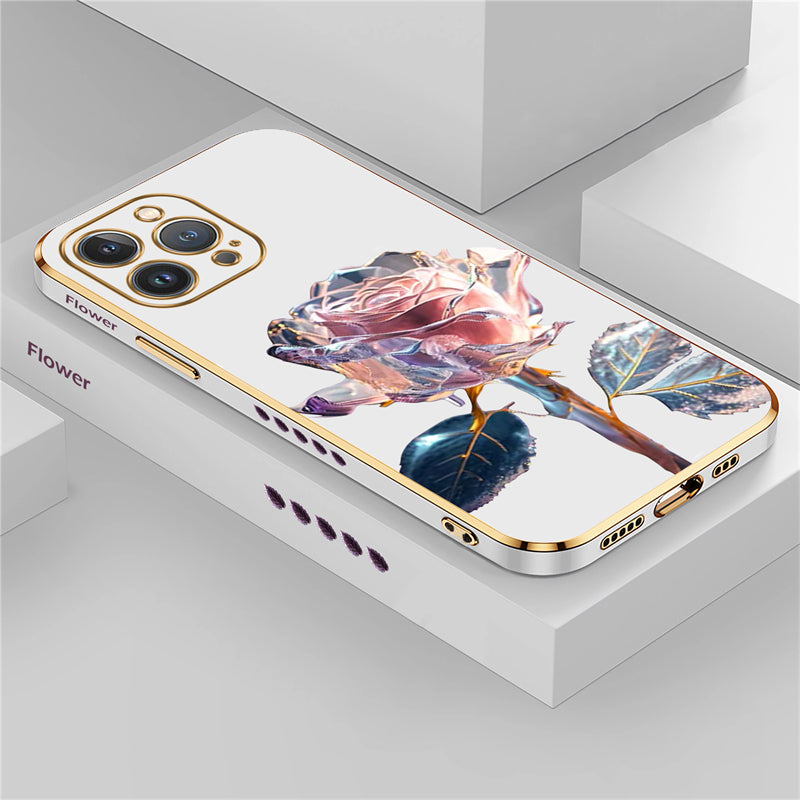 Luxus Kristall-Rose Diamant iPhone Hülle | MagSafe Case mit Rundumschutz und Kameralinsenschutzabdeckung für Apple iPhone 17/17 Air, 16/16e, 15, 14, 13 Pro Max Plus Cover | Panzertasche, Stoßstangenabdeckung Handyhülle | Hochwertige Schutzhülle