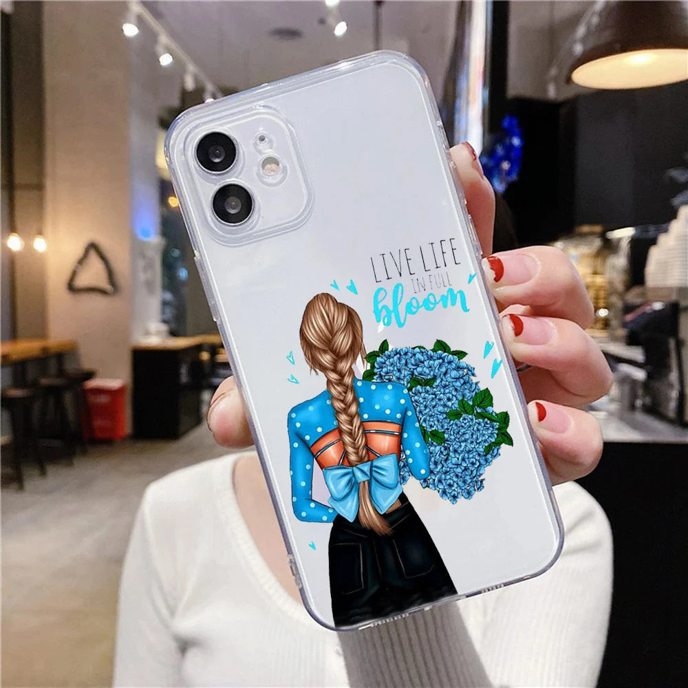 Luxuriöse Modische Mädchen-Design iPhone-Hülle | MagSafe-Case mit Rundumschutz & Kameralinsenschutz für Apple iPhone 17/17 Air, 16/16e, 15, 14, 13 Pro Max Plus Cover | Stoßfeste Handyhülle mit Panzertasche & Stoßstangenabdeckung