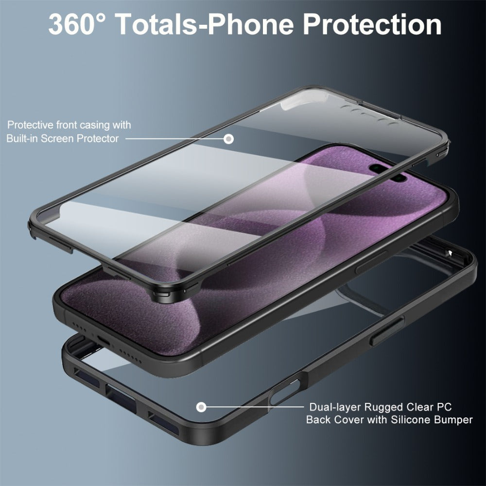 Hochwertige Transparente 360 Grad Silikon-Schutz iPhone Hülle mit MagSafe | Rundumschutz und Kameralinsenschutz für Apple iPhone 17/17 Air, 16/16e, 15, 14, 13 Pro Max Plus Cover | Panzertasche und Stoßstangenabdeckung | Hochwertige Handyhülle