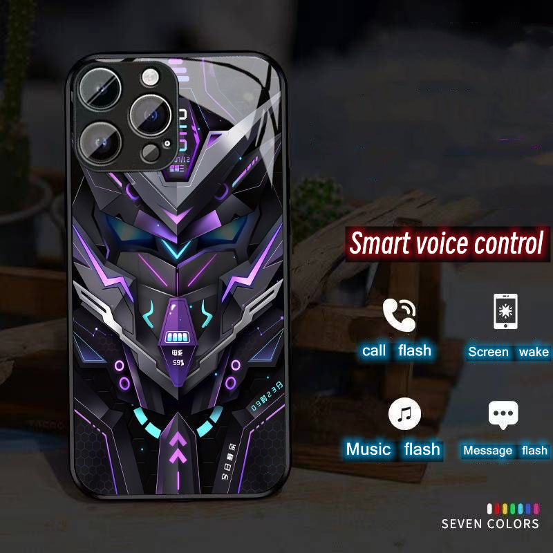 Luxus Ultra Dünne Apple iPhone LED Anruflicht Handyhülle mit Kameralinsenschutz: Punk Mecha Case Panzer Schutzhülle für iPhone 17/17 Air, 16/16e, 15, 14, 13 Pro Max Plus - MagSafe Cover & Tasche