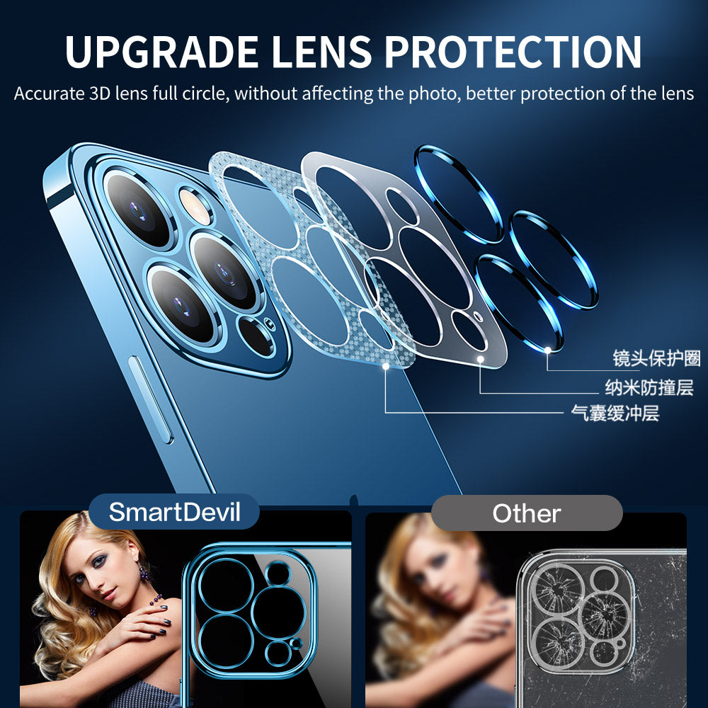 Transparente Silikonhülle für Apple iPhone 17/17 Air, 16/16e, 15, 14, 13 Pro Max Plus | Klare Militärstärke-Schutz mit Premium Plating Quadrat-Rahmen