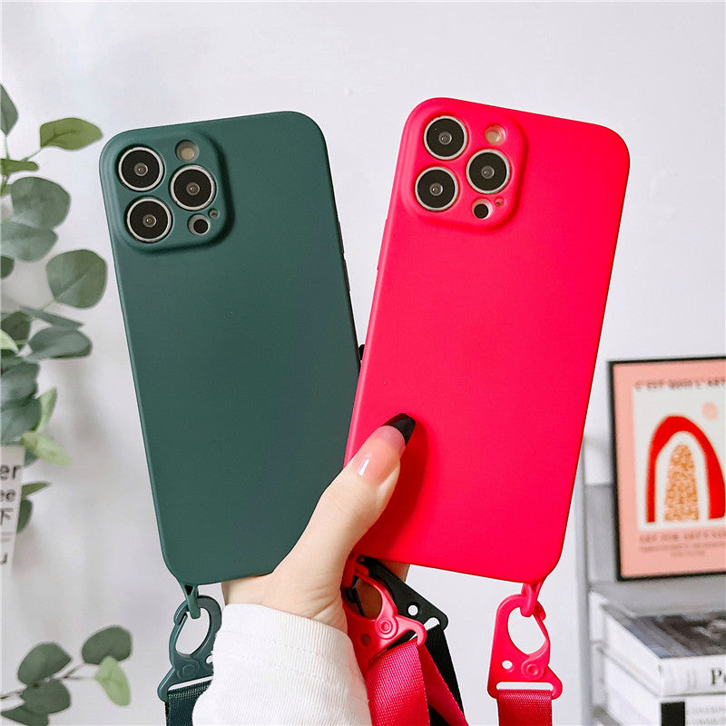 Hochwertige Crossbody-Halskettenriemen Lanyard Weiche Silikon iPhone Hülle | MagSafe Case, Kameralinsenschutzabdeckung für Apple iPhone 17/17 Air, 16/16e, 15, 14, 13 Pro Max Plus Cover – Umhängeband, Schulterriemen, Kartenhalter | Premium Schutzhülle