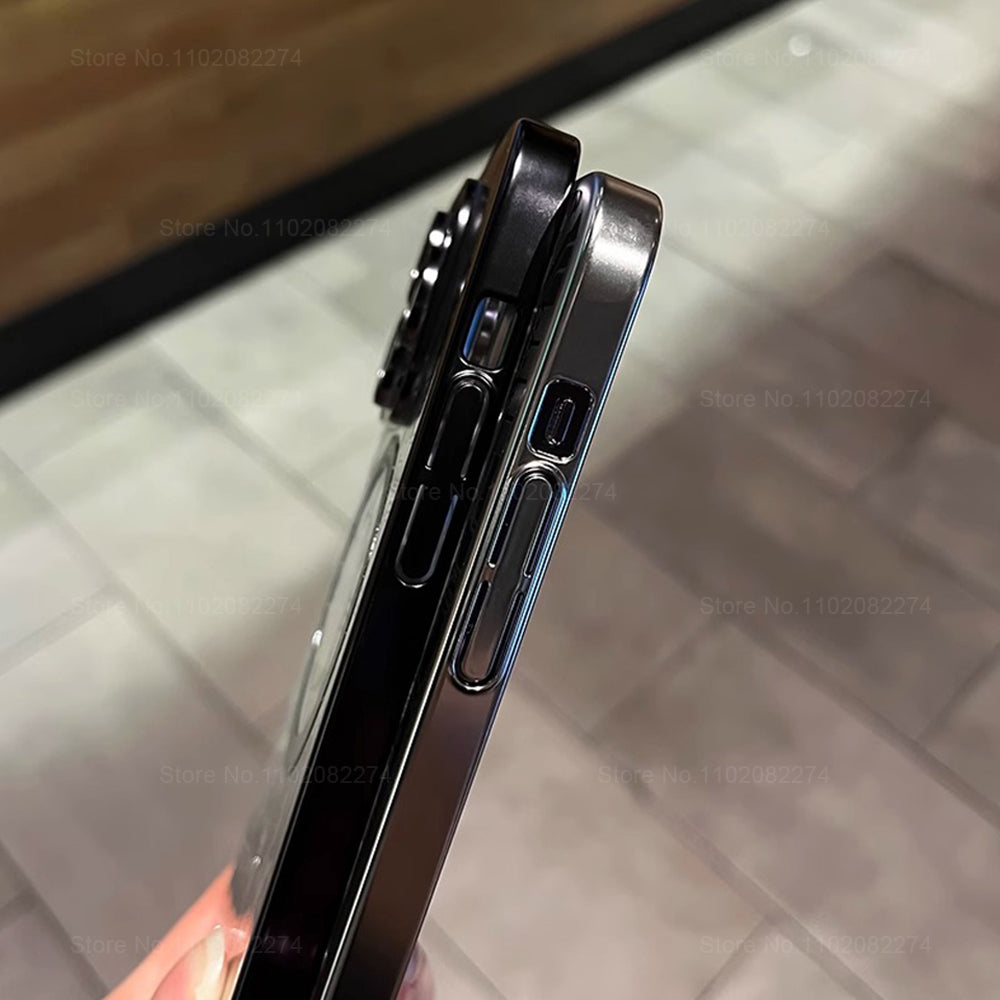 Premium Mechanische Uhr Textur Design Magnetische MagSafe Transparente iPhone-Hülle | Rundumschutz & Kameralinsenschutz Case für Apple iPhone 17/17 Air, 16/16e, 15, 14, 13 Pro Max Plus Cover | Stoßfeste Handyhülle mit Panzertasche & Stoßstangenabdeckung