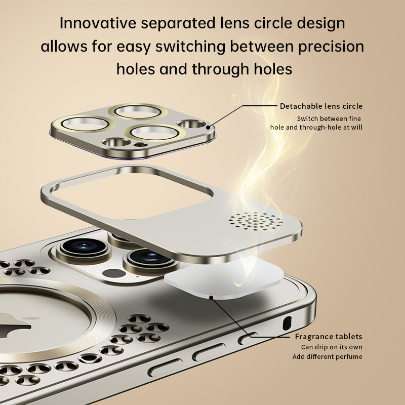 Luxus Aluminiumabdeckung iPhone Hülle Magnetischer Wärmeableitung | MagSafe Case, Galvanisiertem Metallrahmen, Vergrößernder Glaslinse als Kamer für Apple iPhone 17/17 Air, 16/16e, 15, 14, 13 Pro Max Plus Cover | Panzertasche, Hochwertige Handyhülle