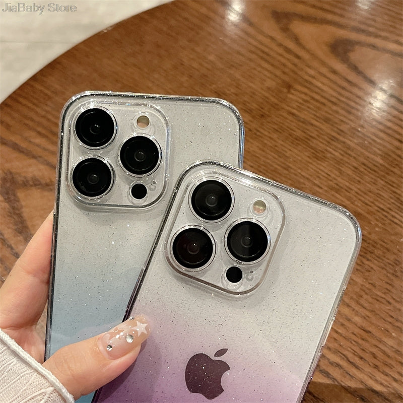 Luxus Bling Glitzer Transparente Stoßfeste Hülle für Apple iPhone 17/17 Air, 16/16e, 15, 14, 13 Pro Max Plus | Stilvoll & Schützend