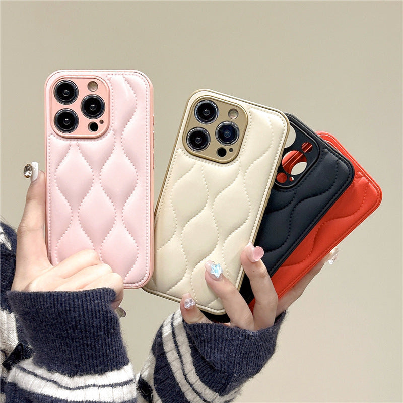 Hochwertige Leder Luxus iPhone Hülle mit 3D gewellter Textur | MagSafe-kompatible Schutzhülle mit Rundumschutz und Kameralinsenschutz Case für Apple iPhone 17/17 Air, 16/16e, 15, 14, 13 Pro Max Plus | Cover, Panzertasche und Stoßstangenabdeckung