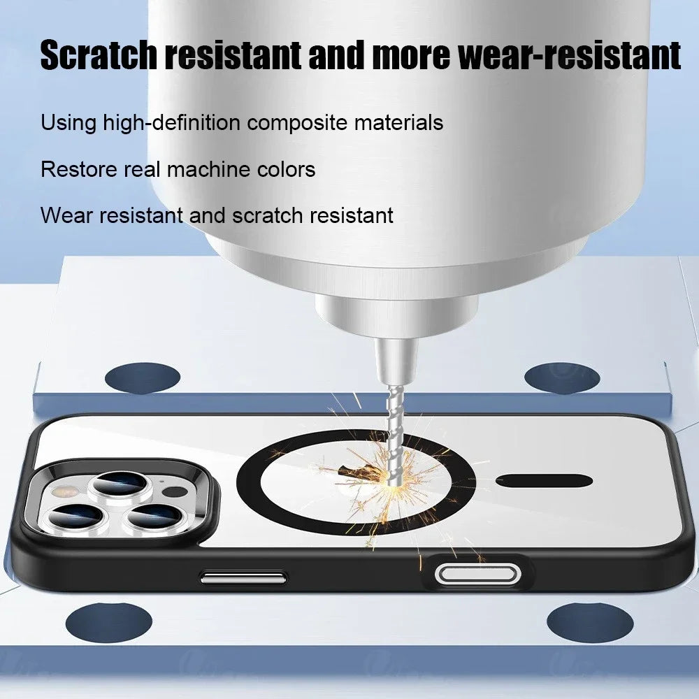 Premium iPhone Hülle Klar HD | Magnetische MagSafe & Kabelloses Laden | Stoßfeste Transparente Hybrid Rüstung mit Kameraobjektiv-Schutz für Apple iPhone 17/17 Air, 16/16e, 15, 14, 13 Pro Max Plus