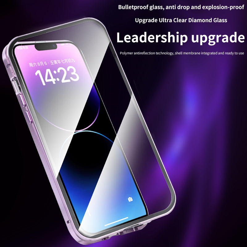 Hochwertige iPhone Hülle mit 360° Vollversiegeltem Schutz aus Glas und Metall | MagSafe-kompatible Schutzhülle mit Rundumschutz, Kameralinsenschutz für Apple iPhone 17/17 Air, 16/16e, 15, 14, 13 Pro Max, Pro, Plus Cover | Panzertasche Stoßstangenabdeckung